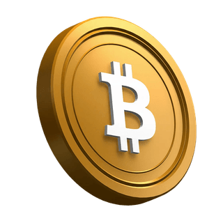 Bitcoin BTC-munt in schuine positie als visueel element in de hoofsectie